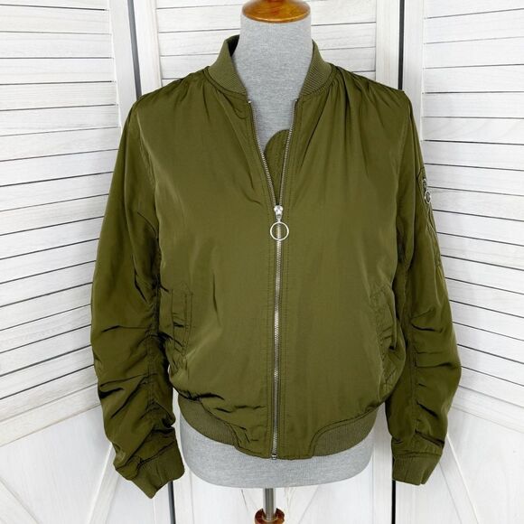 Cotton On The Bomber Jacket Green 8 Military Flight - Picture 3 of 15